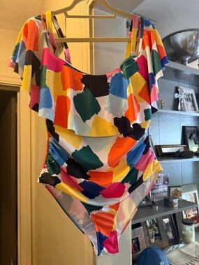 Colorful Brushstroke One-Piece Swimsuit XL